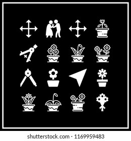 rose icon. 16 rose vector set. compass, navigation, flower and man giving flowers present to a woman icons for web and design about rose theme