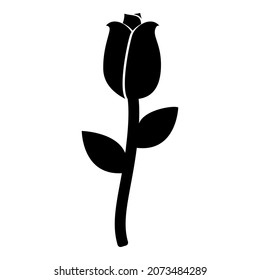 Rose icon black color vector illustration flat style simple image