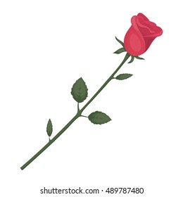 Rose icon in cartoon style isolated on white background. Romantic symbol stock vector illustration.