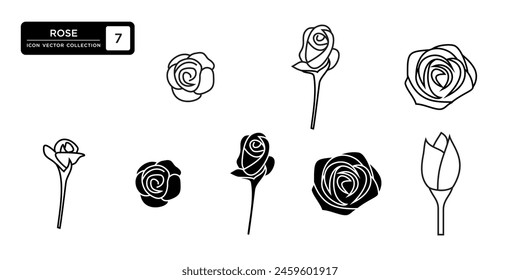 Rose icon collection, vector icon templates editable and resizable.
