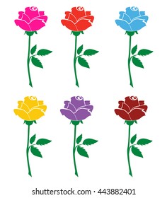 rose icon colored set on white background. Vector illustration