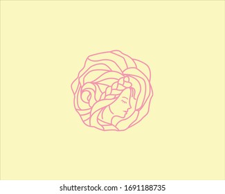 Icono de rosa con un vector frontal femenino