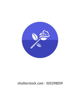 Rose icon in flat color circle style. Flower plant romantic