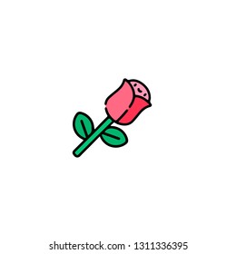 Rose icon, flat design line art thin style, Valentines day signs and love symbols, Wedding infographics. Colorful icon on a white background, Vector illustration