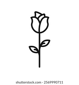 Rose Icon flat line symbol set.