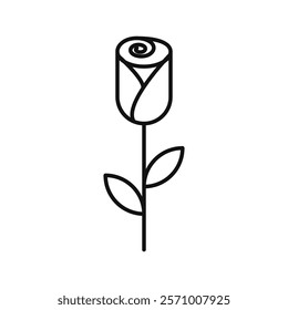Rose Icon flat line symbol set.