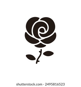 Rose-Symbol. Flache Silhouettenversion.