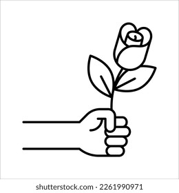 Rose icon. Flower symbol. Plant pictogram, flat vector sign isolated on white background.