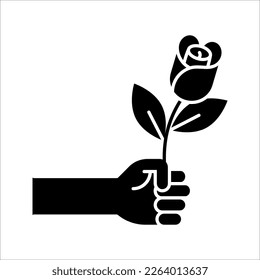 Rose icon. Flower symbol. Plant pictogram, flat vector sign isolated on white background.