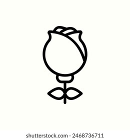 rose icon, isolated light outline icon