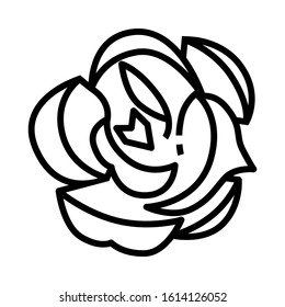 Rose icon in line style and pixel perfect technique. flower sign for taro cards or game web design.  Mystery vector symbol for fortune teller's website. Isolated object on white background.