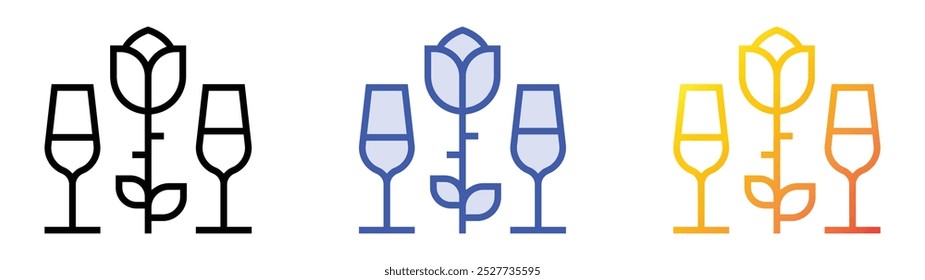 rose icon. Linear, Blue Fill and Gradient Style Design Isolated On White Background