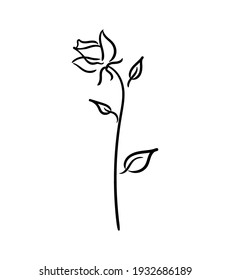 Rose icon in linear style. Abstract image of a rose.