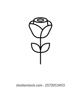 Rose icon in liner stroke style