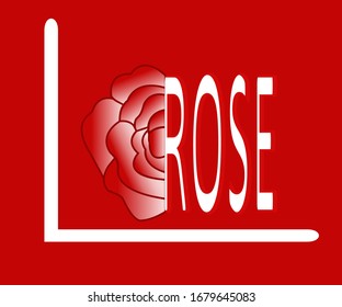 Rose Symbol für Logo-Design enthält Linie, Rose letztere, und die Hälfte Rosenblume mit rotem Hintergrund.