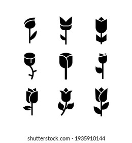 icono de rosa o logotipo símbolo de signo aislado ilustración vectorial - Colección de iconos vectoriales de estilo negro de alta calidad
