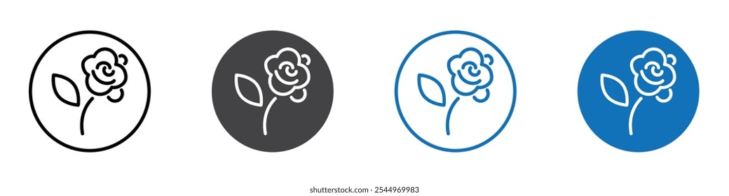 Rose icon Logo sign in thin line outline