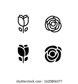 Rose Icon Logo Vector Symbol. Petal Icon