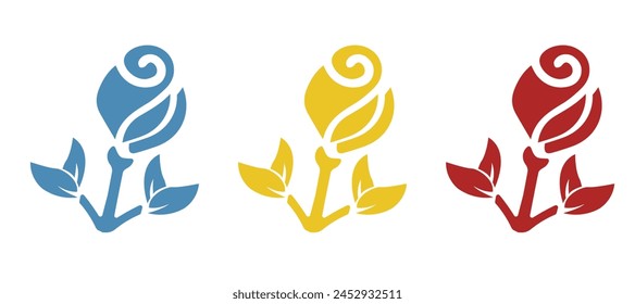 icono de rosa sobre fondo blanco, Ilustración vectorial