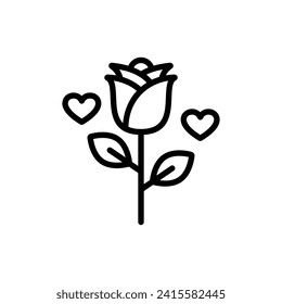rose icon outline style vector design