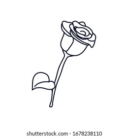 rose icon over white background, minimalist tattoo concept, line style, vector illustration