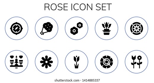 rose icon set. 10 filled rose icons.  Simple modern icons about  - Compass, Dating, Bouquet, Flower, Flowers, Tulip, Wind rose