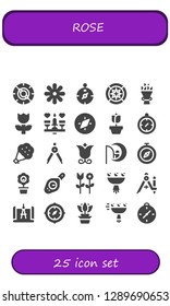  rose icon set. 25 filled rose icons. Simple modern icons about  - Compass, Flower, Wind rose, Bouquet, Dating, Rose, Dreamworks