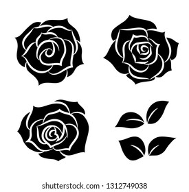 Rose Icon Set Stock Vector (Royalty Free) 1312749038