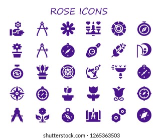  rose icon set. 30 filled rose icons. Simple modern icons about  - Flower, Compass, Dating, Rose, Dreamworks, Wind rose, Bouquet, Windrose, Flowers