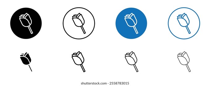 Rose icon set in black and blue colors