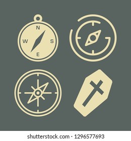rose icon set with coffin and compass vector illustration
