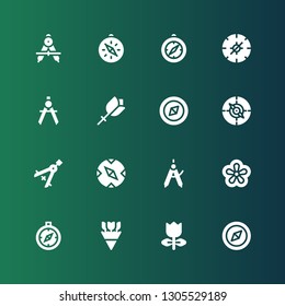rose icon set. Collection of 16 filled rose icons included Compass, Tulip, Flowers, Violet, Flower