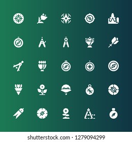 rose icon set. Collection of 25 filled rose icons included Compass, Flower, Bouquet, Flowers, Flower bouquet, Tulip