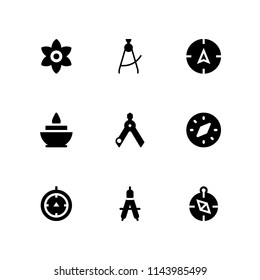 rose icon set. compass, romantic and flower vector icon for graphic design and web