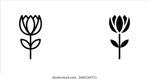 Rose icon set. Flat silhouette version.