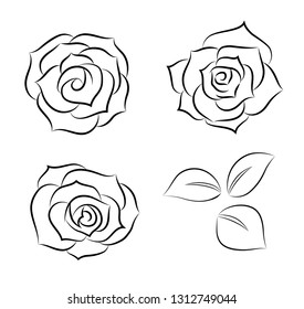 Rose icon set -Line drawing-