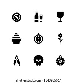 rose icon set. tinge, compass and wine vector icon for graphic design and web