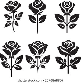 Rose icon silhouette vector design with a white background