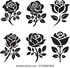 Rose icon silhouette vector design with a white background