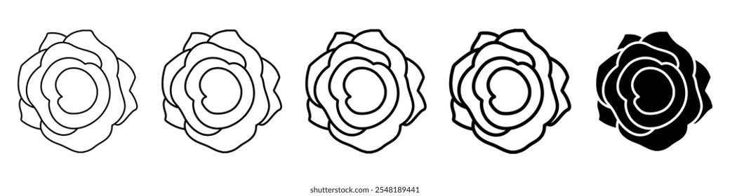 rose icon Simple thin line logo set