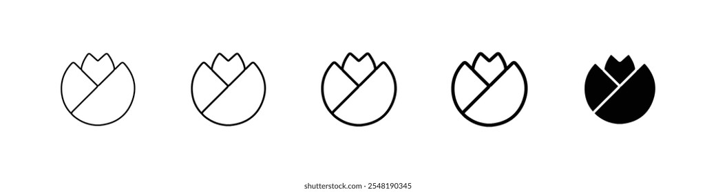 ícone de rosa Conjunto de logotipo de linha fina simples