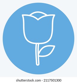 Rose Icon in trendy blue eyes style isolated on soft blue background