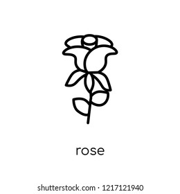 Rose icon. Trendy modern flat linear vector Rose icon on white background from thin line nature collection, editable outline stroke vector illustration