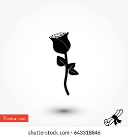 rose icon vector, flat design 