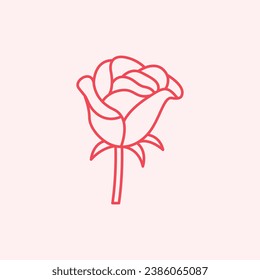Rose Symbol, Vektorgrafik. Bearbeitbarer Strich.