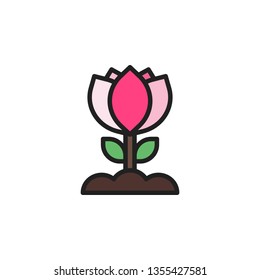 Rose Icon Vector Illustration in Filled Style for Any Purpose