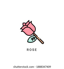rose icon vector illustration. rose icon Lineal Color design.