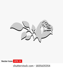Rose icon vector sign isolated on white background. Rose symbol template color editable.