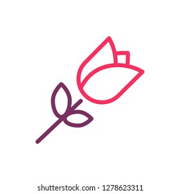 Rose icon. Vector trendy thin line illustration of a flower for romance, love, valentine's day, weddings, dating