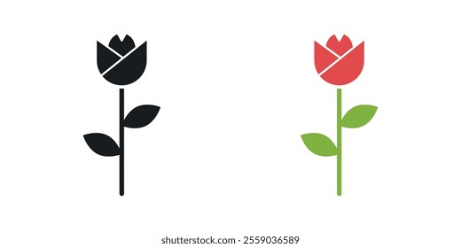 Rose icons in black and colored version